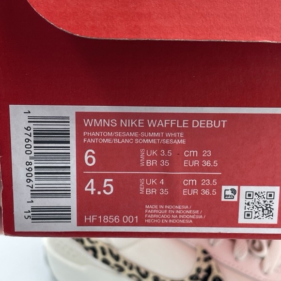 Nike Waffle Debut Womens Sneakers Cream Sesame Black Leopard Swoosh Size 6 NEW - Picture 7 of 7